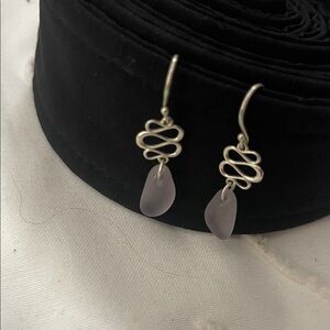 .925 Elegant Silver & Purple Dangle Earrings-NWT